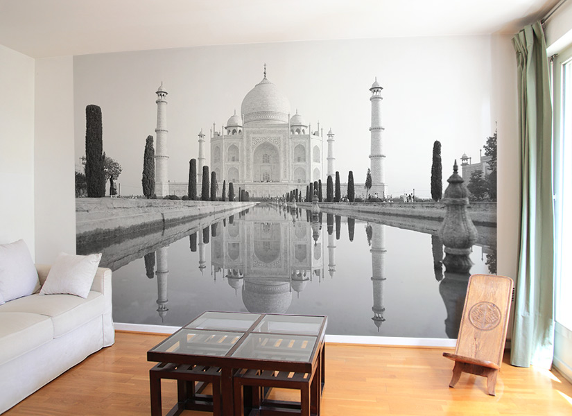 Papier peint Taj Mahal Noir et Blanc